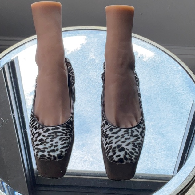 Veronica Beard Black And White Animal Print Ballet Flat